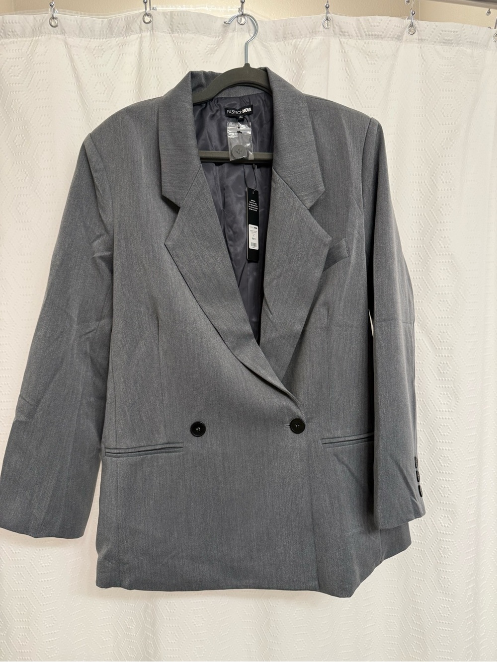 Oversized Fashion Nova Gray Double-Breasted Blazer